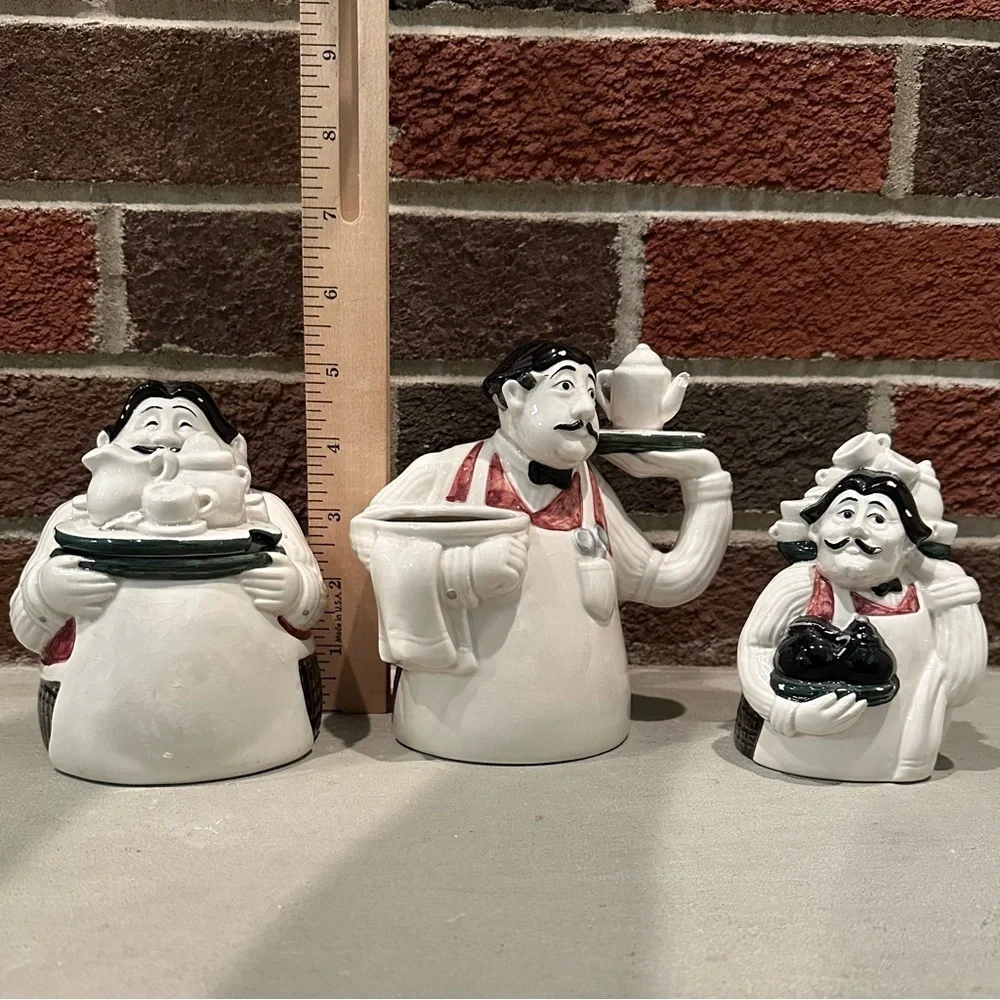 VTG Dept 56 Coffee Break LOT Italian Waiter Sugar Bowl, Creamer & Salt Shaker
